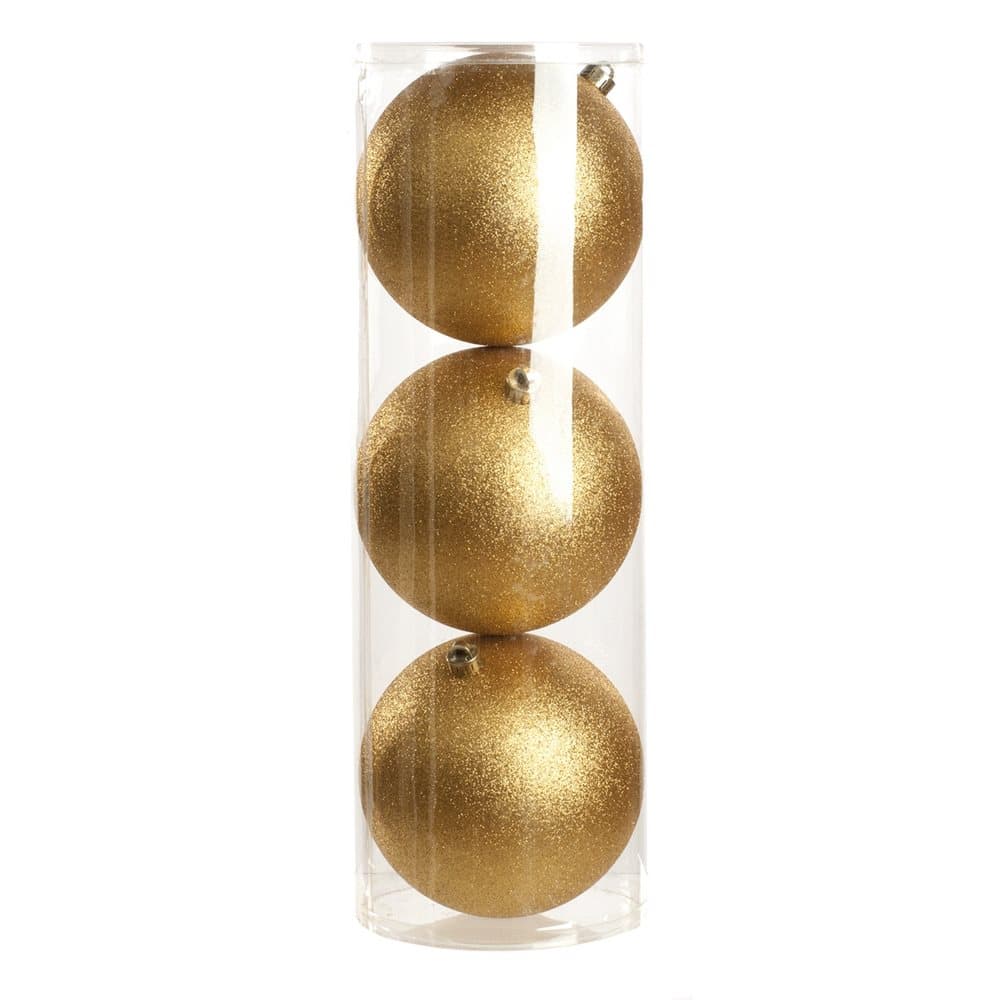 Christmas Shop Glitter Baubles In Drum (Set Of 3)