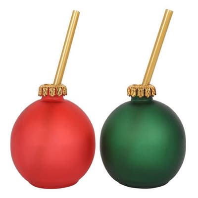 Something Different Uppsättning av 2 festliga Bauble Glasses Set