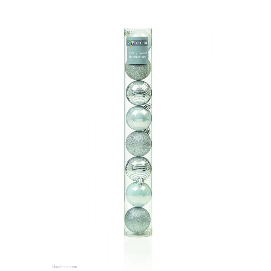 Premier Multi Finish Shatterproof Christmas Baubles (Pack Of 8)
