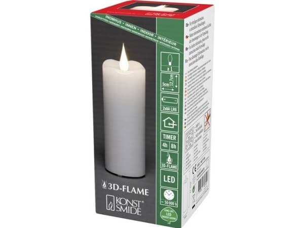 Konstsmide 1827-100 LED-Echtwachskerze Hvid (B x H) 5 cm x 12.7 cm Timer, med kontakt