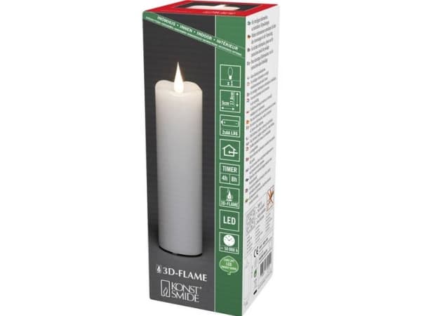 Konstsmide 1829-100 LED-Echtwachskerze Hvid (B x H) 5 cm x 17.8 cm Timer, med kontakt