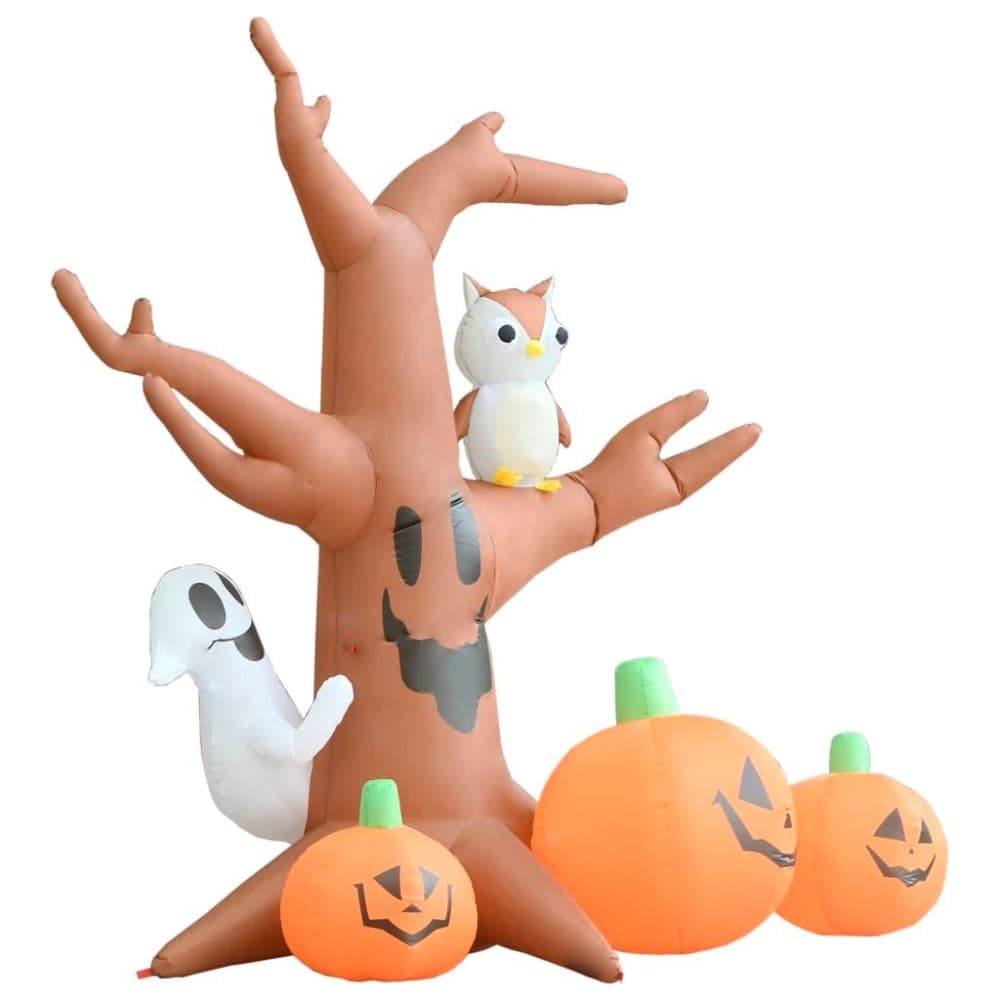 Halloween vidaXL Oppblåsbart Halloweenspøkelsestre med gresskar 6 LED 26 m