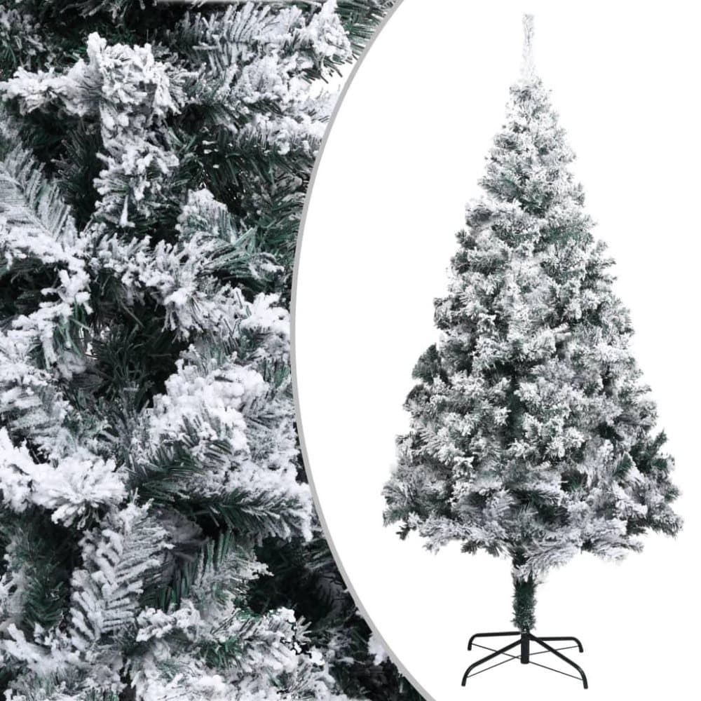 vidaXL Tekojoulukuusi lumihuurteella vihreä 210 cm PVC