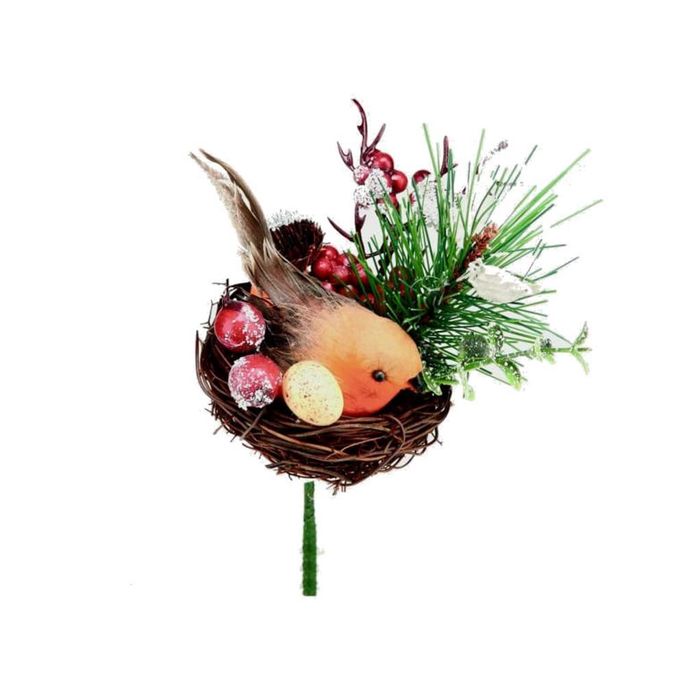 Premier Robin In A Nest Pick Christmas Decoration