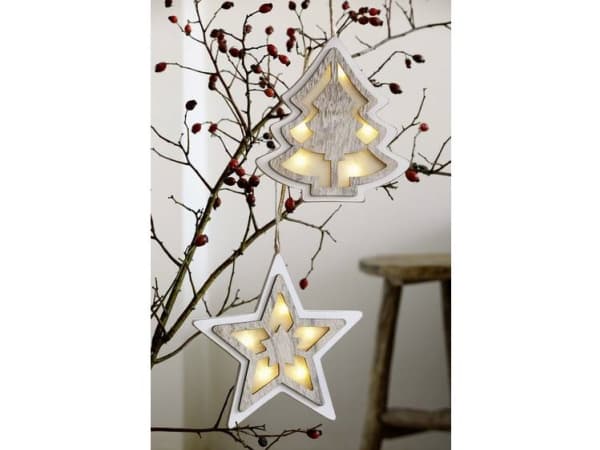 Hellum 521047 Holz-Figur Stjerne LED (RGB) Hvid, Træ (bejdset)