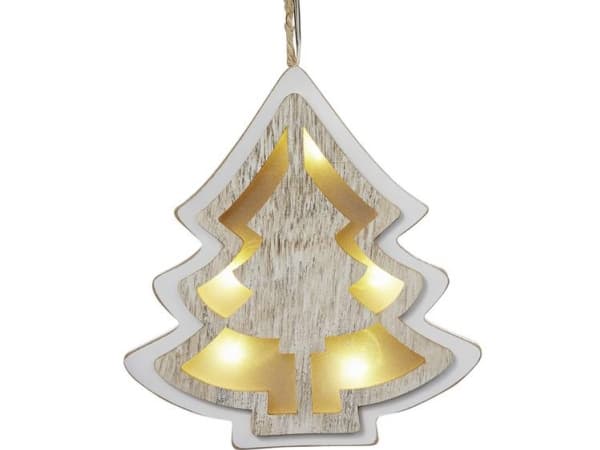 Hellum 521054 Holz-Figur Juletræ LED (RGB) Hvid, Træ (bejdset)