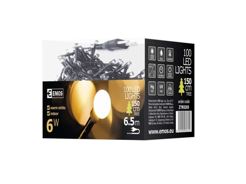 Emos Christmas lights Emos ZYK0205 Indoor Christmas lights, 100 LED chain, warm white