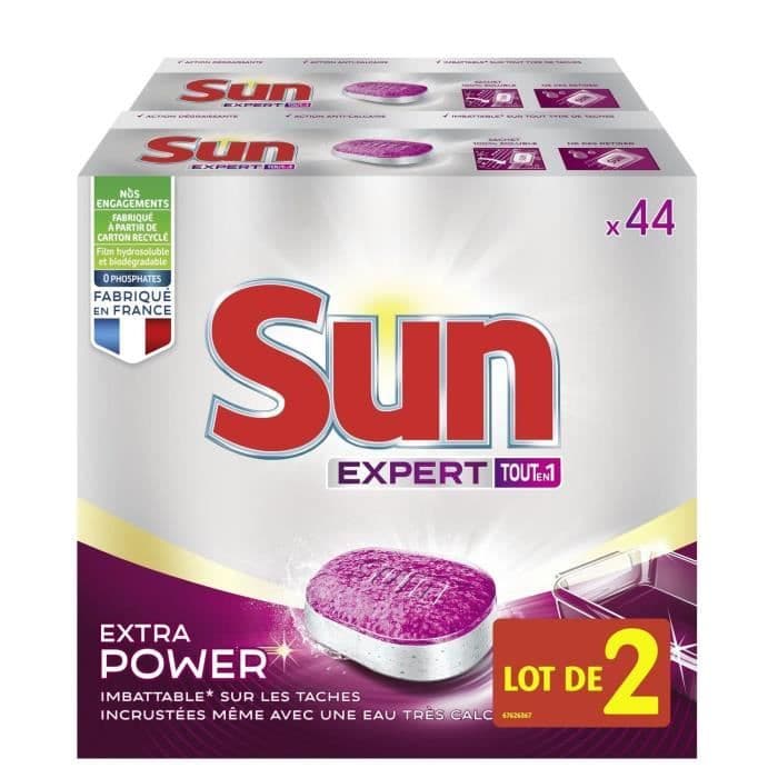 SUN Expert Power All-in-1 tabletter til opvaskemaskine - 88 vasker (pakke med 2x 44 vasker) - 1.540 kg