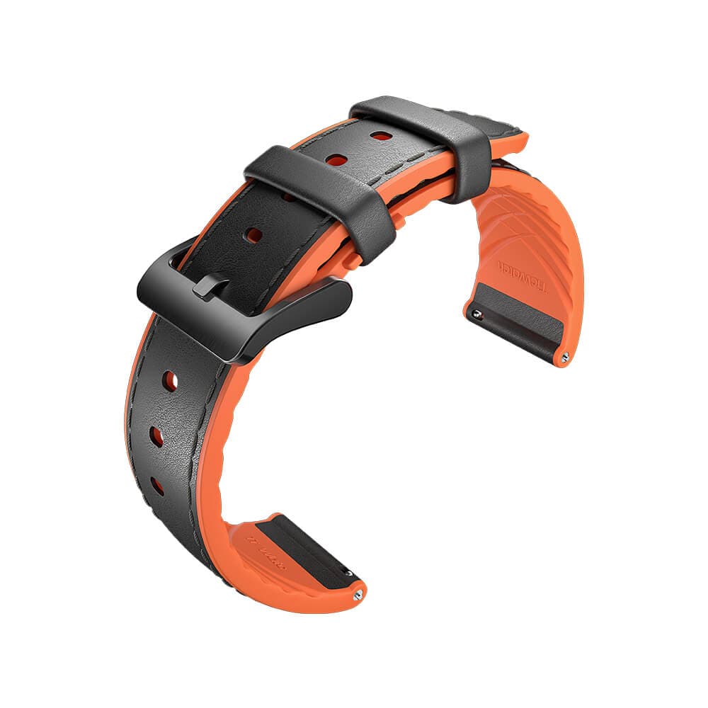 Mobvoi TicWatch Pro Black orange Hybrid leather strap
