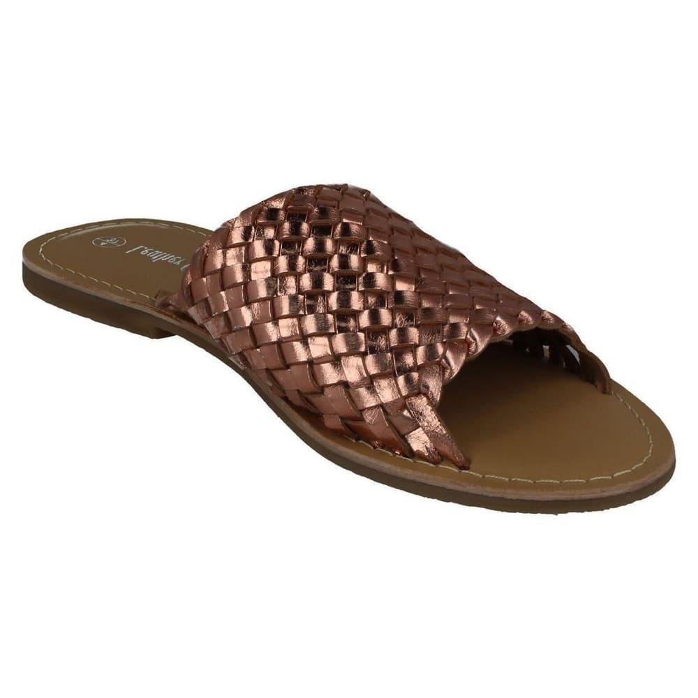 Leather Collection Womens/Ladies Flat Weave Vamp Mules