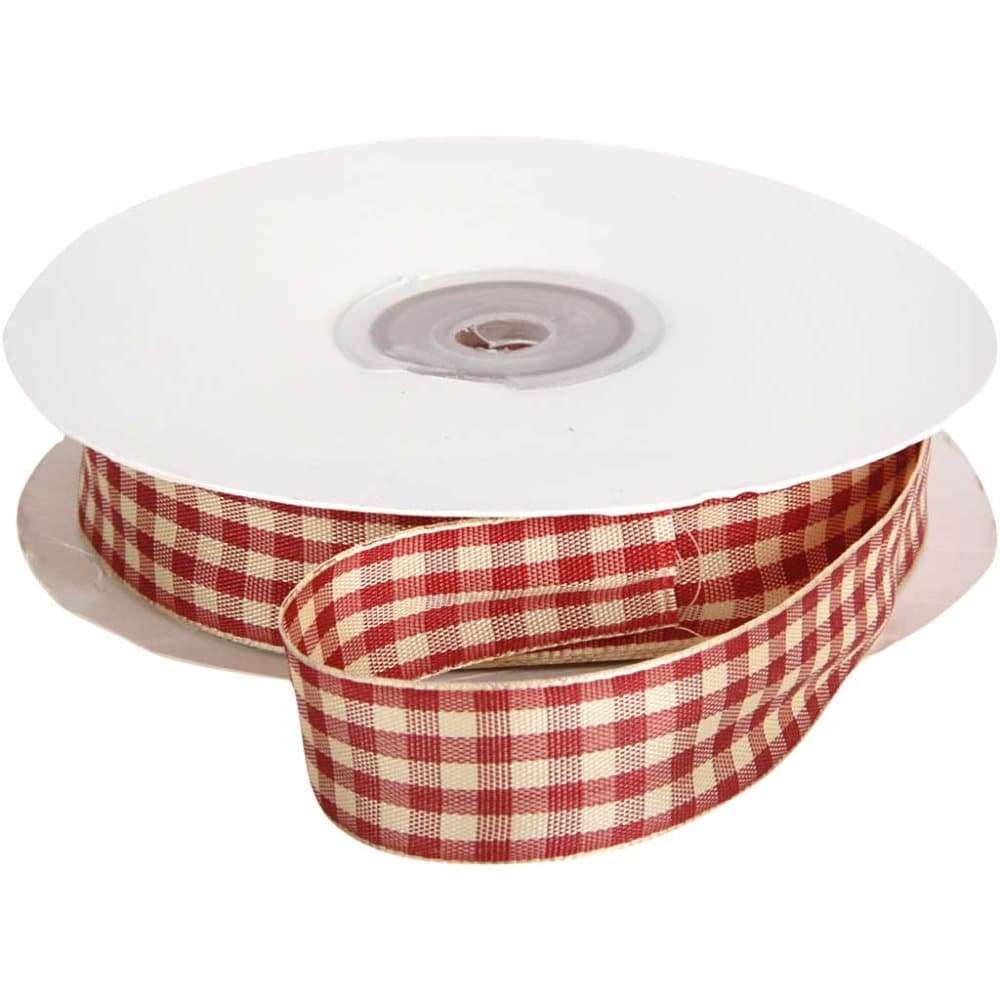 Band Rutigt 20 mm x 2 m Gammelröd/Vit