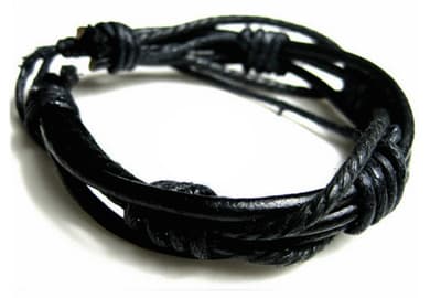 Armband Herr Unisex Äkta läder Svart