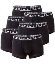 Hugo Boss 6-pack Cotton Stretch Trunks Black