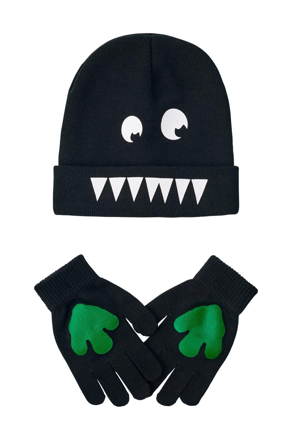 Sæt Volcanic Knitted med hue og vanter