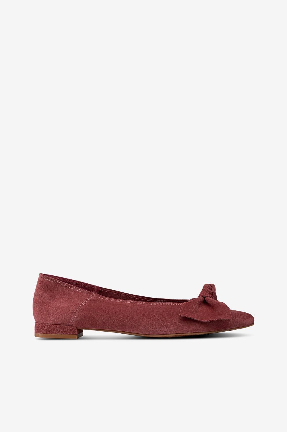Ballerinasko Bow i semsket skinn