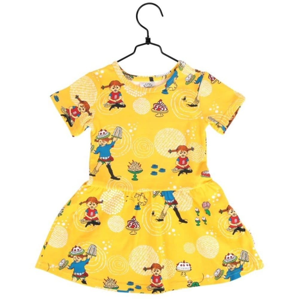 Kjole Gul Kalas Pippi kortærmet