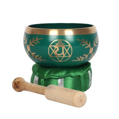 Traditionell Tibetansk Singing Bowl m låda, klubba o kudde. 519g