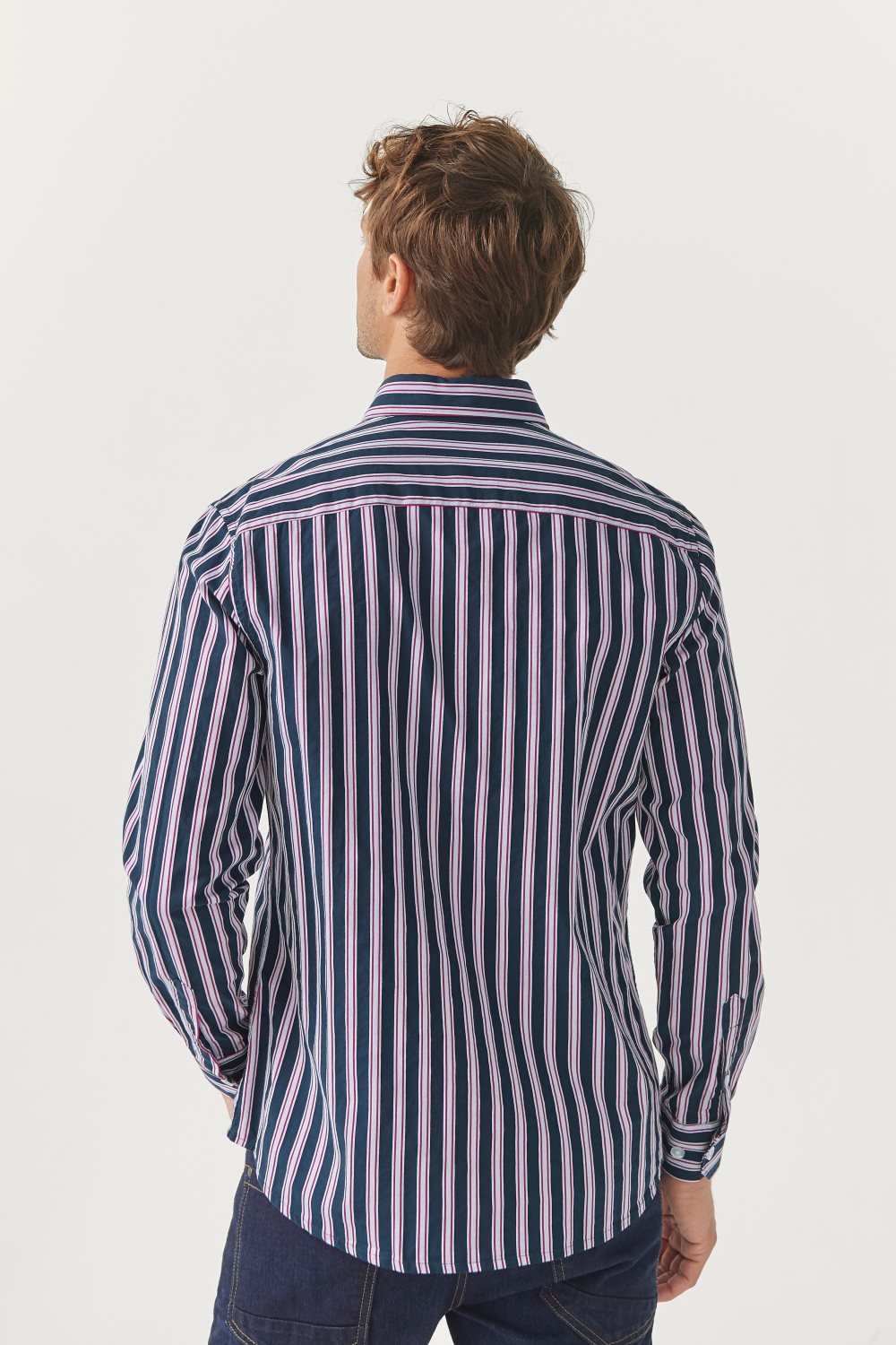 Skjorte med vevde striper, Blue striped Skjorte med vevde striper, Blue striped