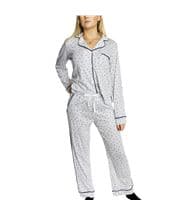 DKNY New Signature Top and Pant PJ Set White Pattern-2