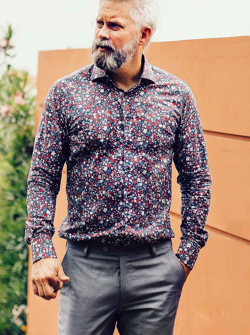 Tailor Concept Scandinavia Shirt, Navy Blue Floral