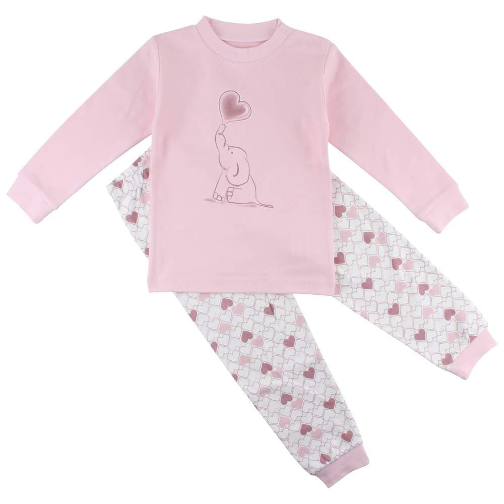 2-delt pyjamas med elefant og hjerter, Fixoni