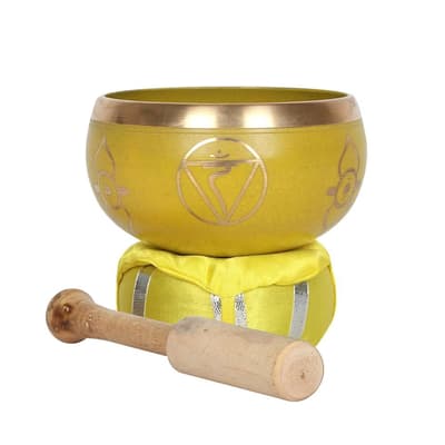 Traditionell Tibetansk Singing Bowl m låda, klubba o kudde. 519g