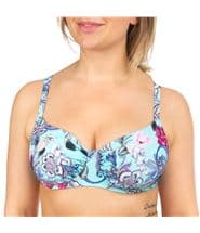 Damella Grace Paisley Flower Underwired Bikini Bra Turquoise