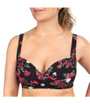 Panos Emporio Wild Roses Medea Bikini Top Black pattern-2
