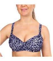 Damella Sophia Navy Crackle Underwire Bikini Bra Navy pattern