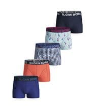 Björn Borg 5-pack Cotton Stretch Shorts For Boys 215 Blue Pattern
