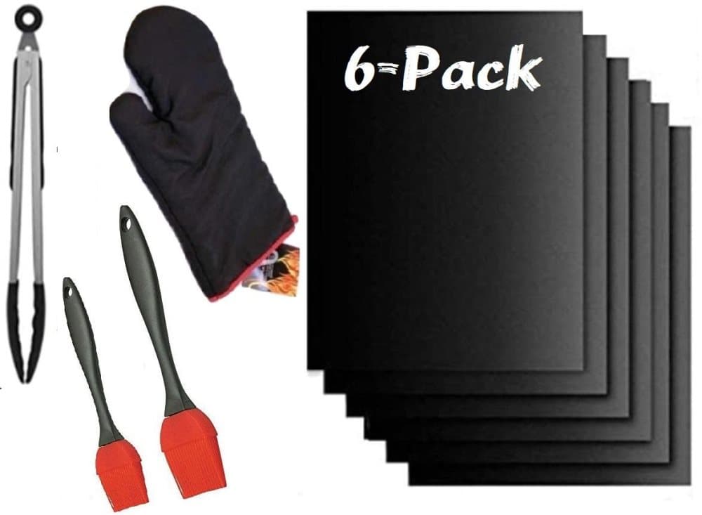 6-Pack Grillmatta 2-Pack Silikonpensel 1 Grillvante o Grilltång