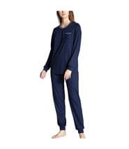 Calida Cosy Cotton Nights Pyjama With Cuff Darkblue