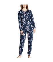 Calida Cosy Cotton Nights Pyjama With Cuff Blue Pattern