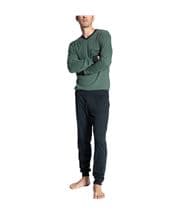 Calida Relax Streamline 2 Pyjama With Cuff Green Striped
