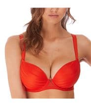 Freya Cameo Deco Moulded Plunge Bra Red