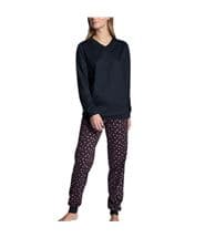 Calida Autumn Dreams Pyjama With Cuff Navy/Red