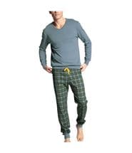 Calida Casual Warmth Pyjama With Cuff Grey/Blue