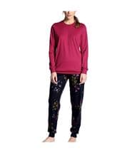 Calida Midnight Flowers Pyjama With Cuff Pink/Blue
