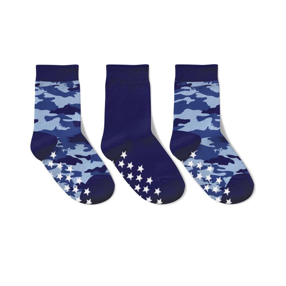 3-pak skridsikre sokker blå camouflage 25/27