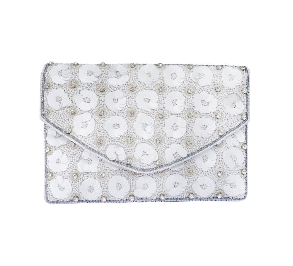 Clutch Frosty Beaded, White