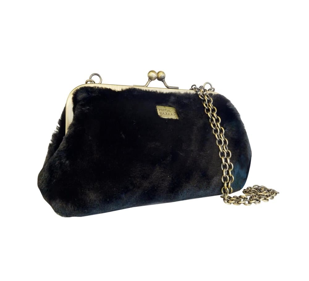 Clutch Fiesta Furry Chain, Black