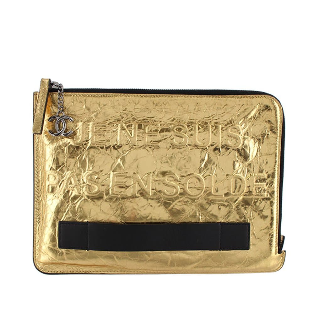 Chanel Je Ne Suis Pas En Solde Clutch Bag Gold