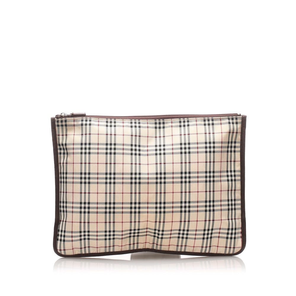 Burberry House Check Canvas Clutch Bag Brown