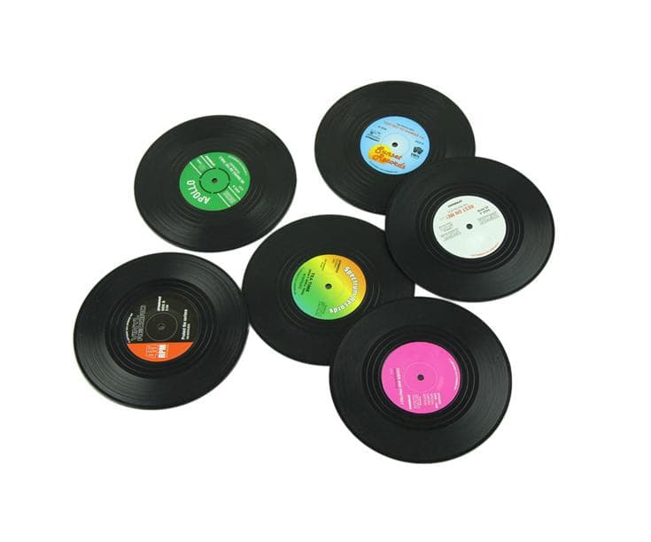 Glasunderlägg vinylskiva 6-pack