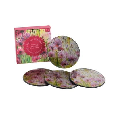 CGB Giftware Summer Meadow Round Glass Coasters (Set Of 4)