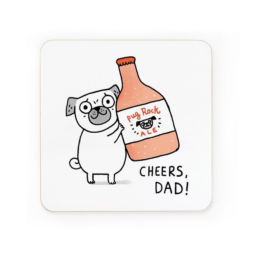 Ohh Deer Cheers Dad Pug Coaster