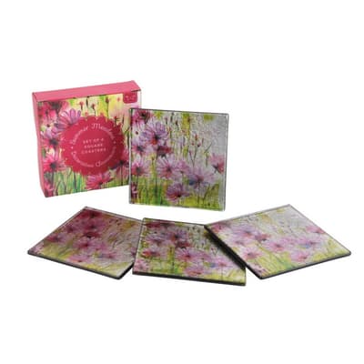 CGB Giftware Summer Meadow Square Glass Coasters (Set of 4)