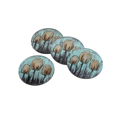 CGB Giftware Tulip Glass Round Coasters (Set Of 4)