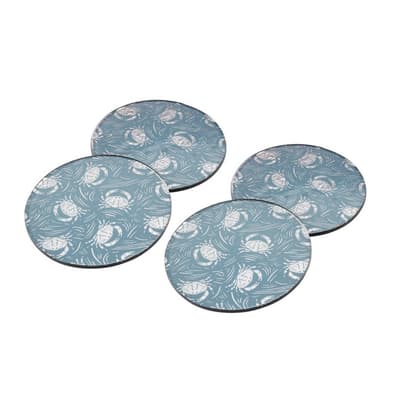CGB Giftware Harbour 4 Blue Crab Glass Coasters