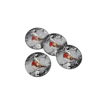 CGB Giftware Winter Robin Glass Coasters (Set Of 4)